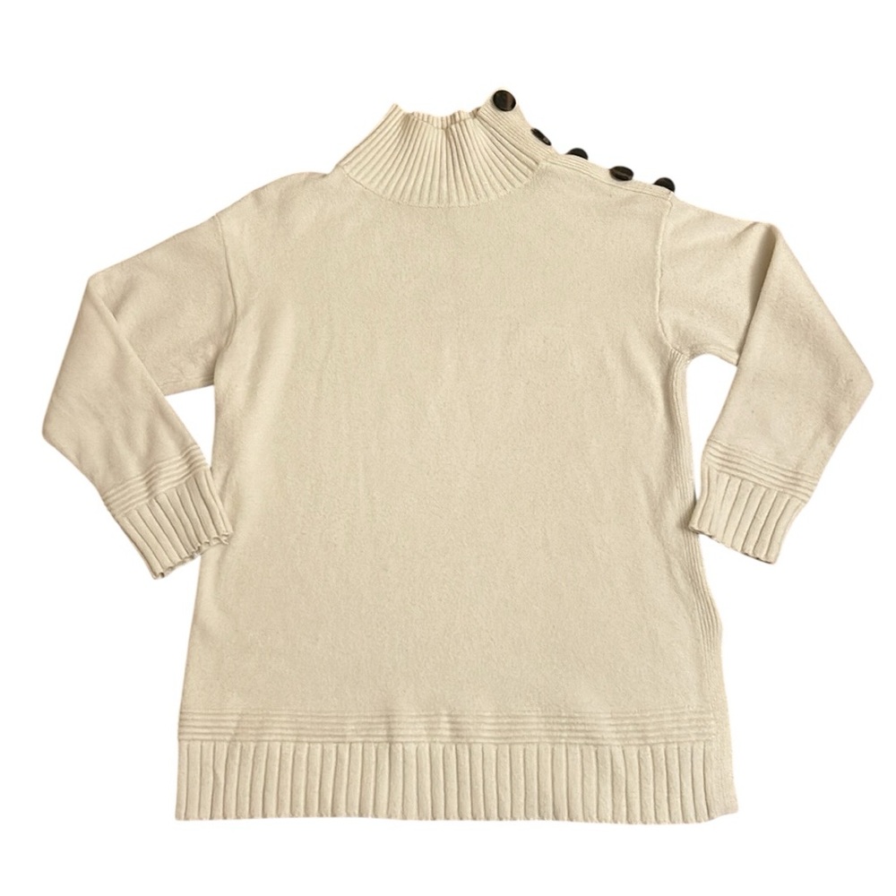 Anthropologie Tortoise Button Ribbed Turtle Neck Sweater Women’s Size Small